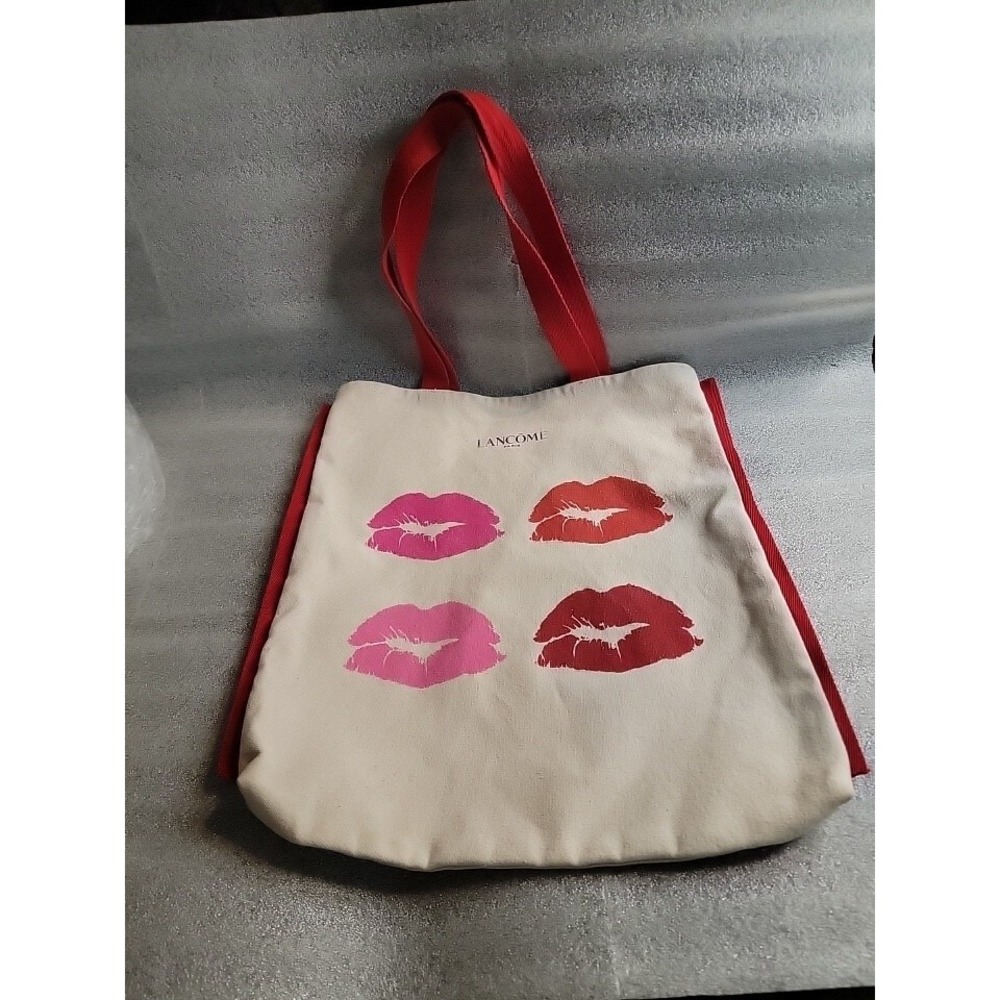 Lancôme‎ Reusable Red/Pink Lips Graphic Canvas tote